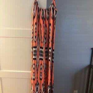 Vibrant Orange and Black Maxi Dress